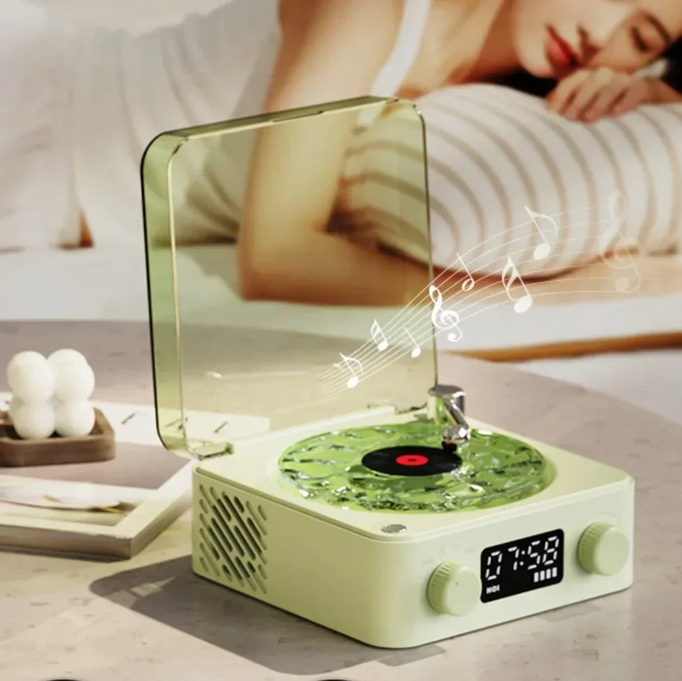 Waves Retro Bluetooth Vinyl Player & Sleep Aid Speaker with RGB Lights - Perfect for Relaxation and Nostalgia
