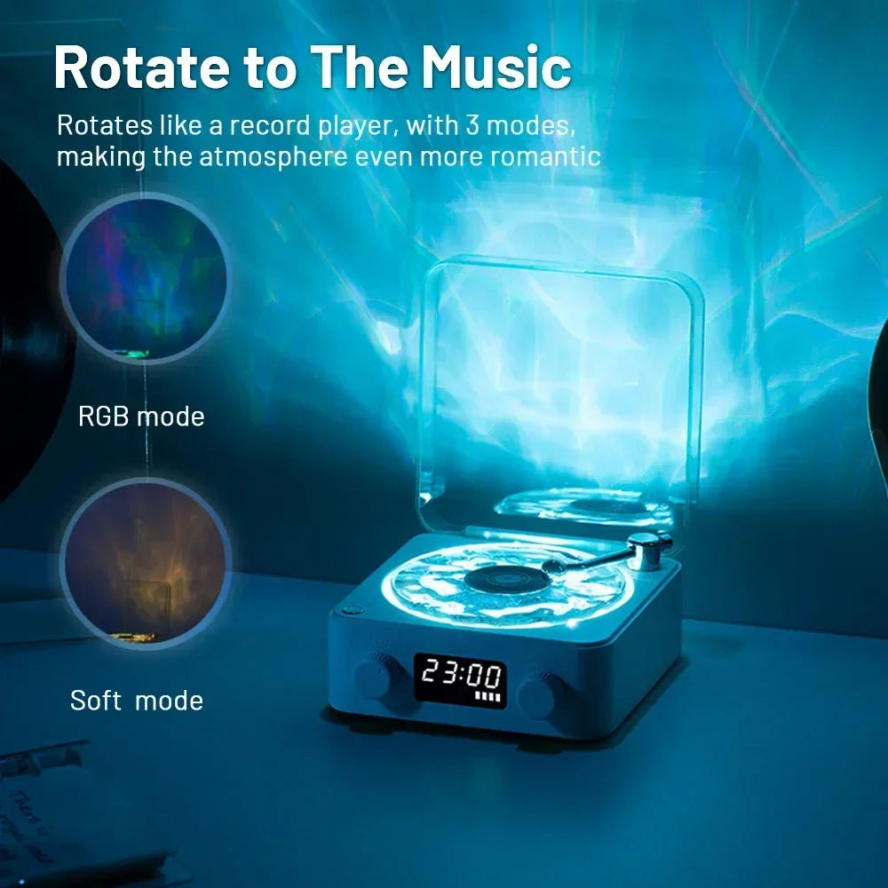 Waves Retro Bluetooth Vinyl Player & Sleep Aid Speaker with RGB Lights - Perfect for Relaxation and Nostalgia