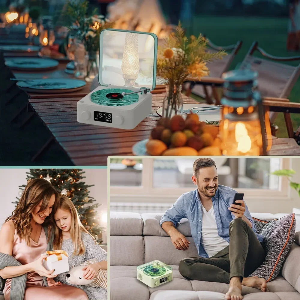 Waves Retro Bluetooth Vinyl Player & Sleep Aid Speaker with RGB Lights - Perfect for Relaxation and Nostalgia