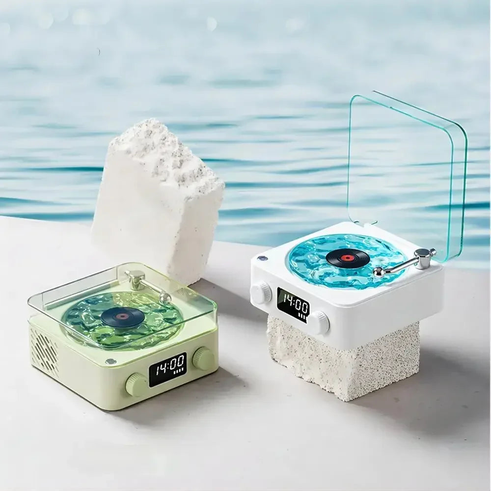 Waves Retro Bluetooth Vinyl Player & Sleep Aid Speaker with RGB Lights - Perfect for Relaxation and Nostalgia