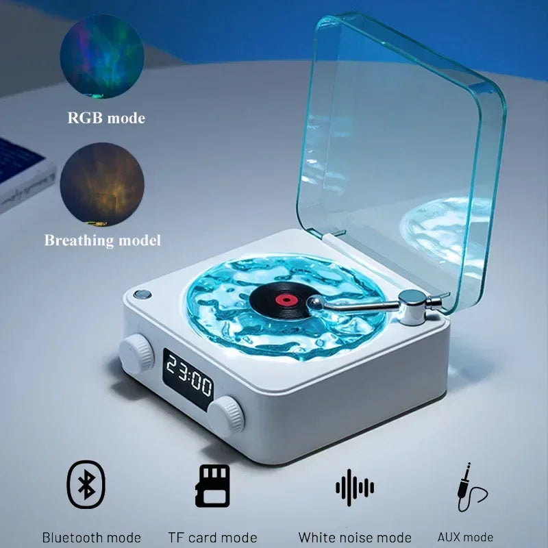 Waves Retro Bluetooth Vinyl Player & Sleep Aid Speaker with RGB Lights - Perfect for Relaxation and Nostalgia